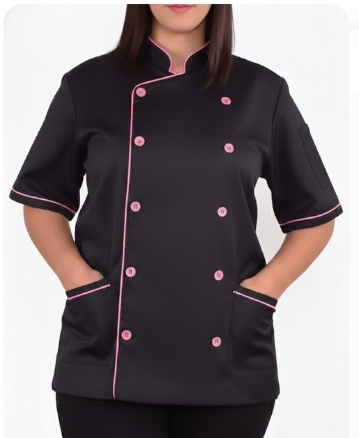 Dolmã Manga Curta Gabardine Preta Vies Pink