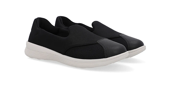 Tênis Slip On Elastano Preto Usaflex