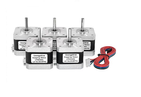Kit 5 Motores De Passo Nema17 4,8kgf P/ Impressora 3d E Cnc