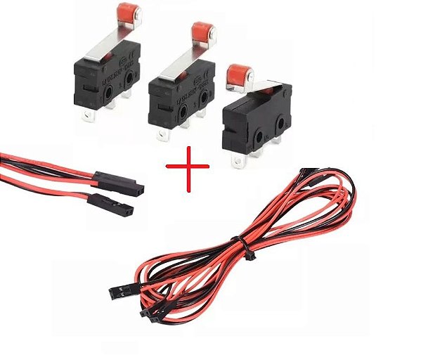 Kit 03 Chave Sensor Fim De Curso + Cabo Micro Switch Cnc 3d