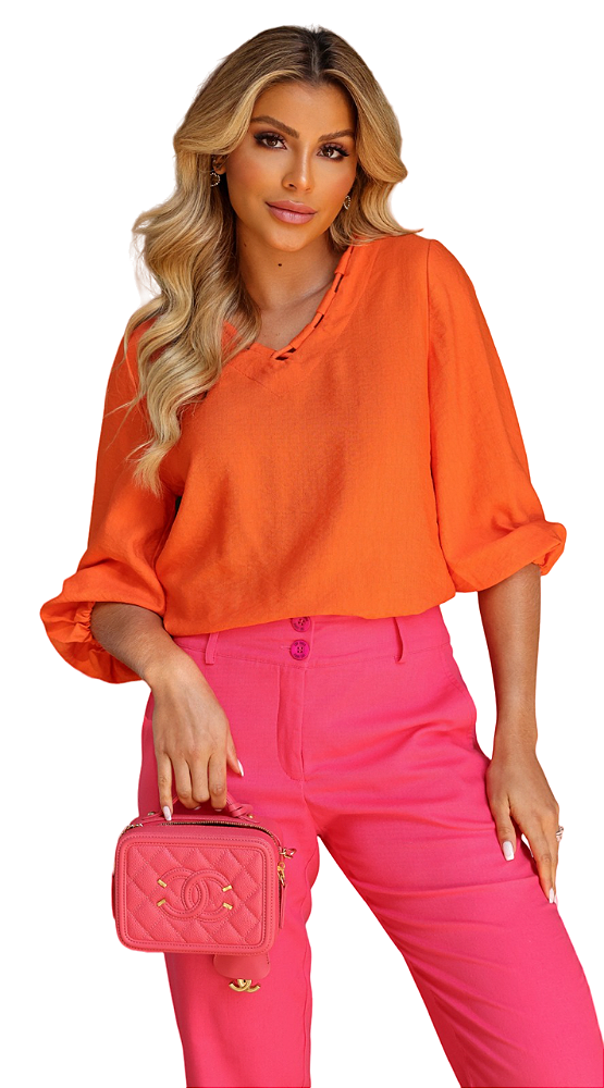 BLUSA DECOTE CORDÃO