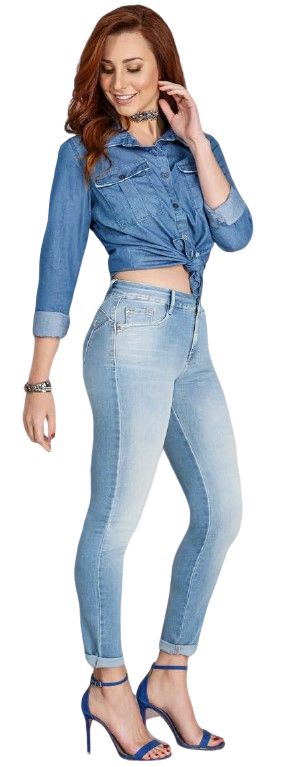 CALÇA B-UP BELLA LYCRA JEANS DESTROYED MEDIO