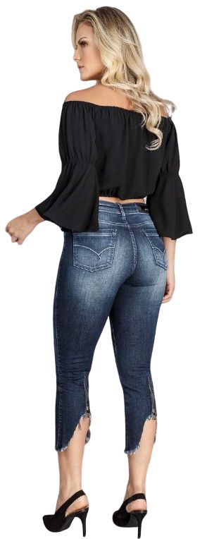 CALÇA CROPPED BELLA LYCRA JEANS