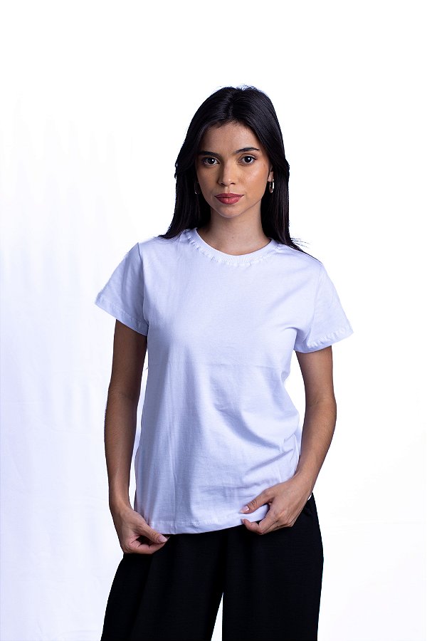 Camiseta Babylook Lisa de Algodão Penteado Feminina