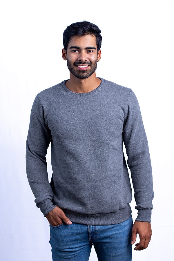 Blusão Moletom Gola Careca Liso Masculino