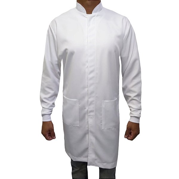 Jaleco Masculino Gola Padre Com Punhos Tecido Gabardine