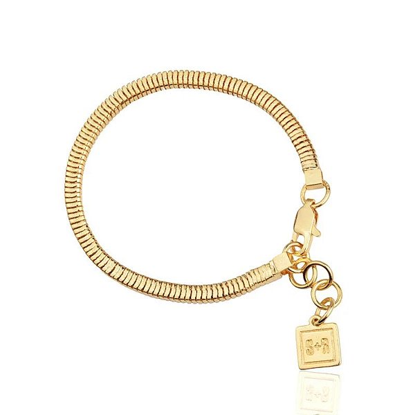 Pulseira Rabo de Rato Quadrada Bamaco - Banho de Ouro 18k