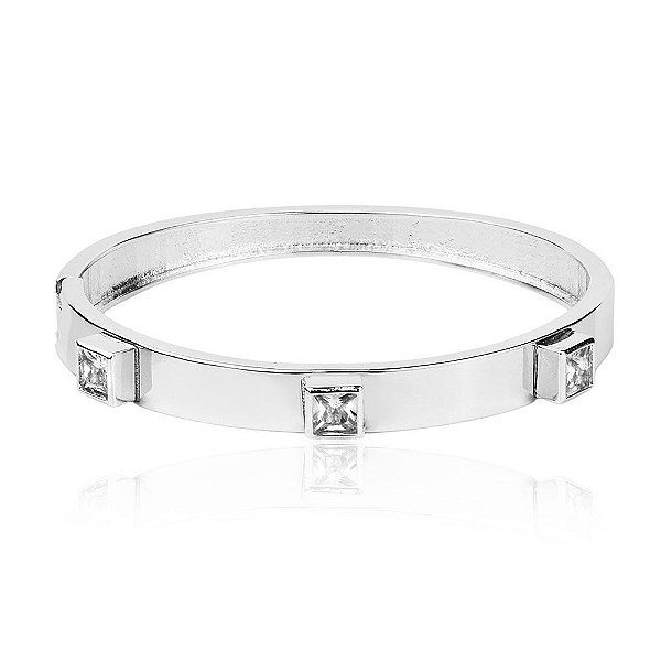 Bracelete Zircônias Quadradas Cristal Hoff - Banho de Prata