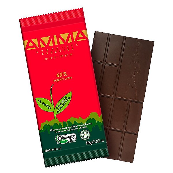 Chocolate Orgânico AMMA 60% Cacau – 80grs.