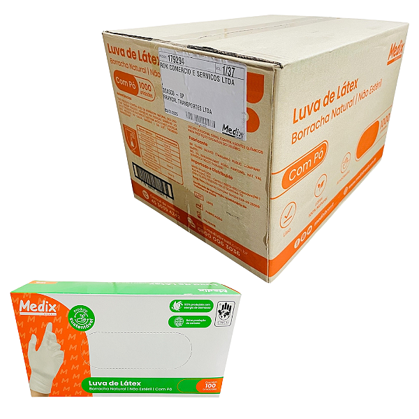 Luva Latex Com Pó Medix Profissional Atacado 1.000 Unidades