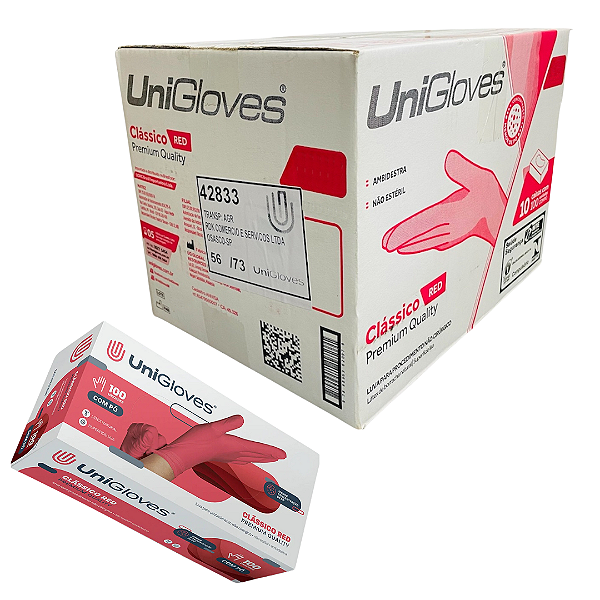 Luva Red Cherry Latex Unigloves Com Pó Atacado 1.000 Unidades
