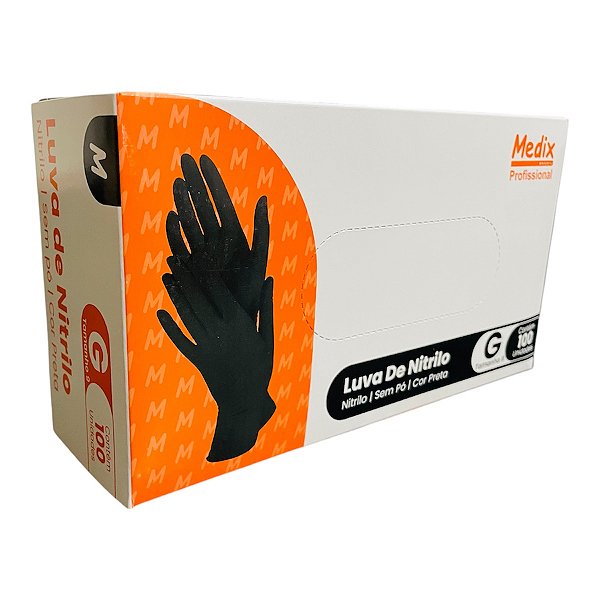 Luva Nitrilo Black s/ Pó Medix Profissional