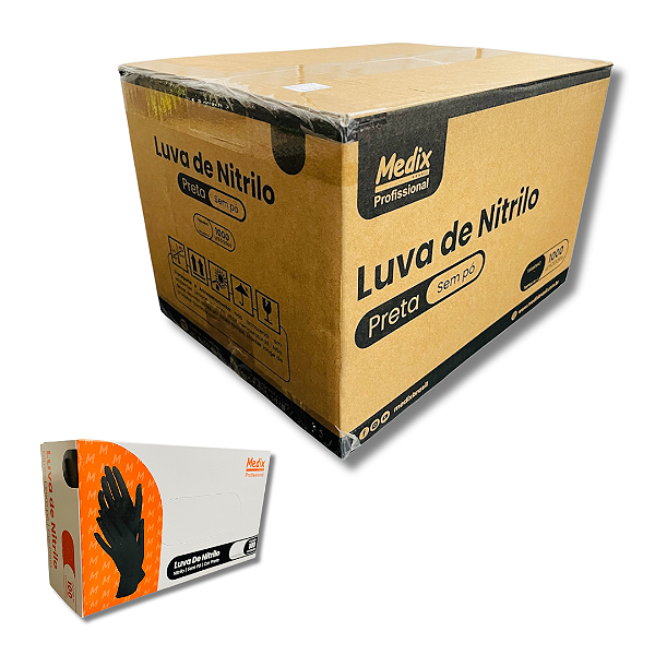 Luva Nitrilo Black s/ Pó Medix Profissional Atacado 1000 Unidades