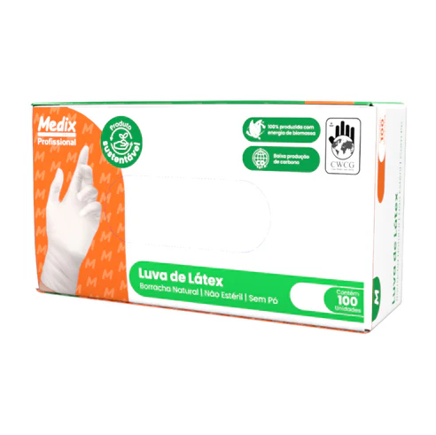 Luva Látex Branca Sem Pó Medix Profissional Caixinha Amassada