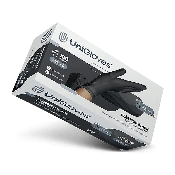 Luva Latex Preta Premium Quality Unigloves Caixinha Amassada