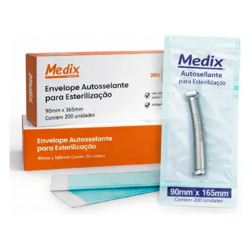 Envelope Esterilização Autosselante 90x165mm - Medix 200uni