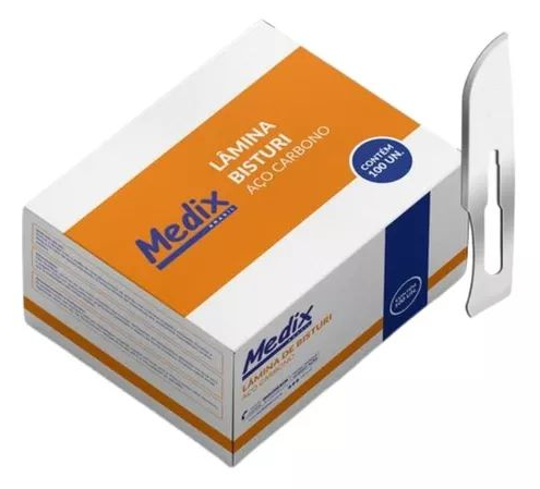 Lâmina de Bisturi N20 Aço Carbono Descartável - Medix 100uni