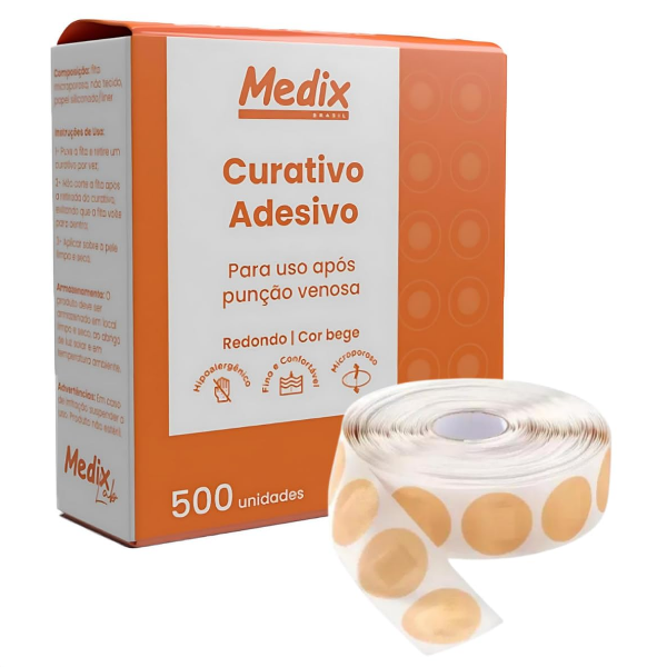 Curativo Adesivo Redondo Bege Medix 500 uni