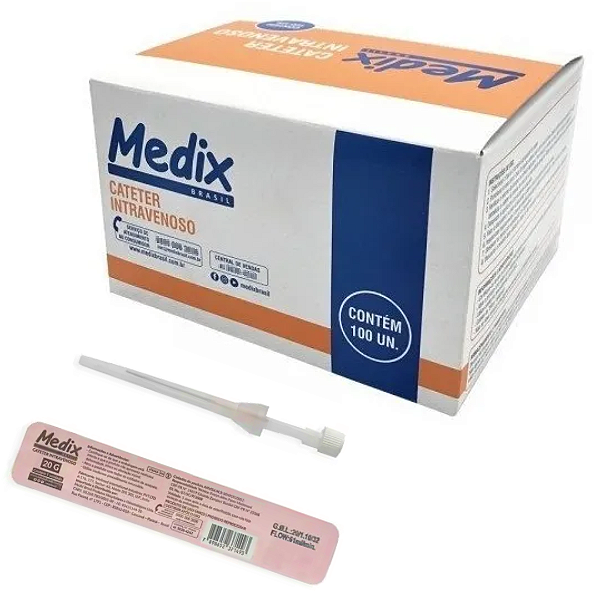 Cateter 20G Rosa Teflon Medix 100 uni