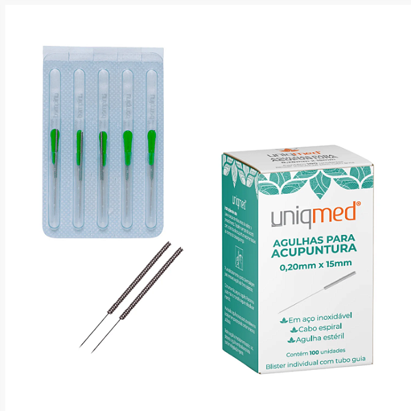 Agulha Acupuntura 0,20x15mm Uniqmed 100 uni