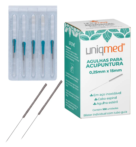 Agulha Acupuntura 0,25x15mm Uniqmed 100 uni