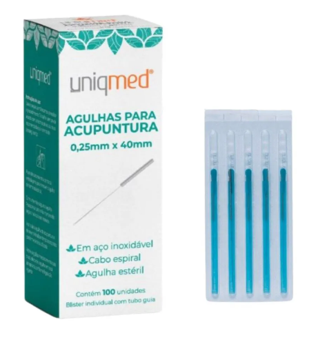 Agulha Acupuntura 0,25x40mm Uniqmed 100 uni