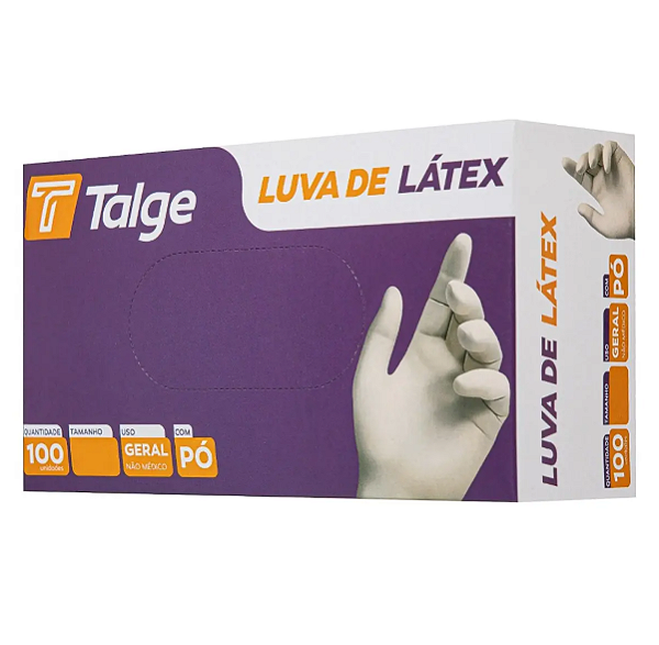 Luva Látex Branca c/ Pó Talge 100 unidades
