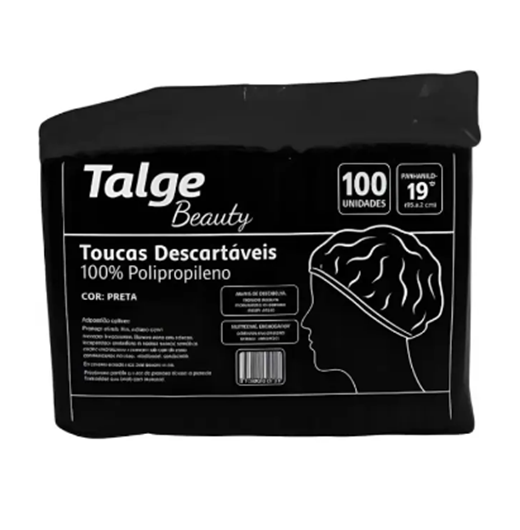 Touca Preta Talge Sanfonada Descartável C/ Elástico 100un