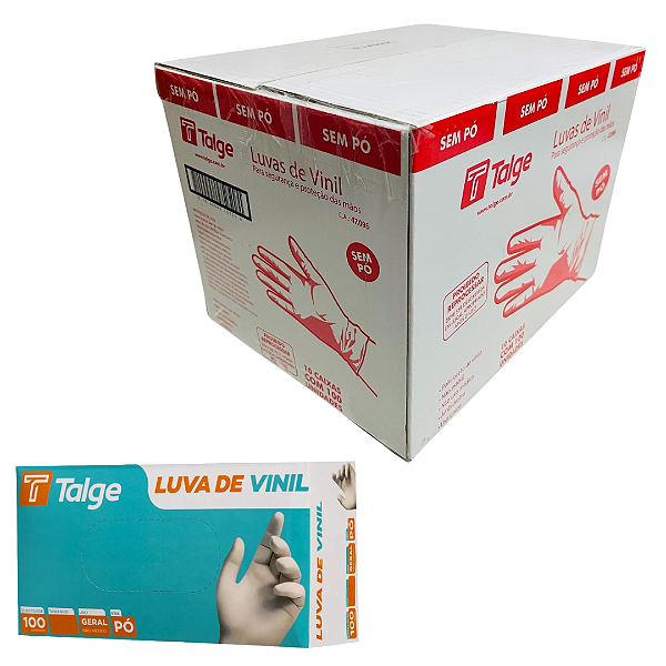 Luva Vinil Sem Pó Talge Atacado 1000 Unidades