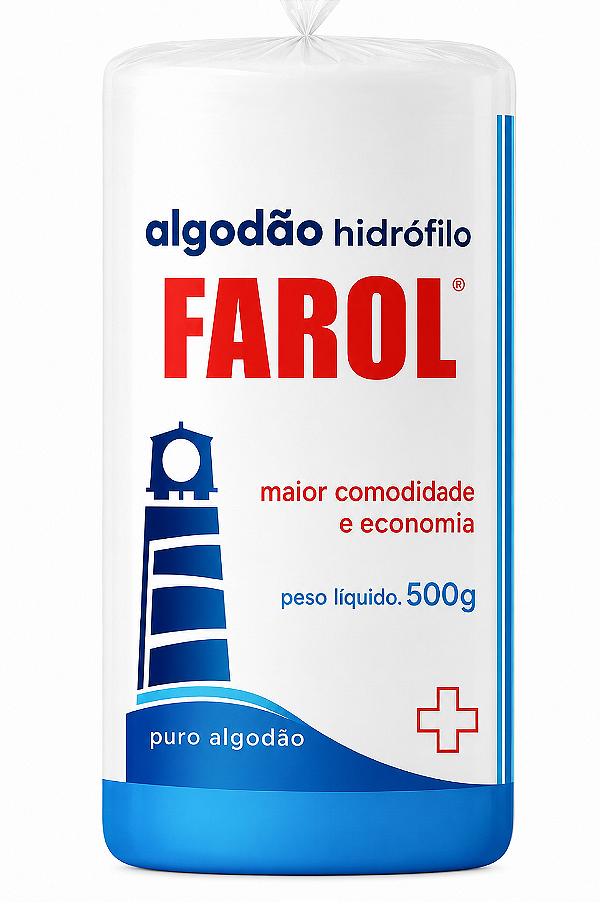 Algodão Hidrofilo Rolo 500g Farol 100% Puro