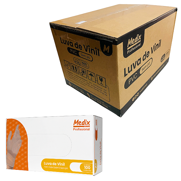 Luva Vinil Sem Pó Medix Profissional Atacado 1000 Unidades