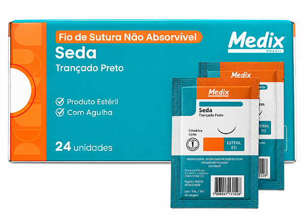 Fio de Sutura Seda 4-0 Medix com Agulha 1/2 17mm 24 uni