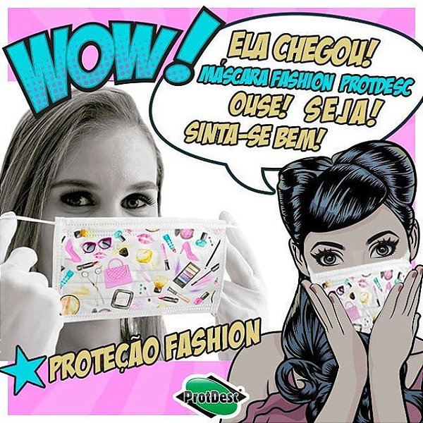 Máscara Fashion Tripla Camada C/ Elástico Protdesc 20un.