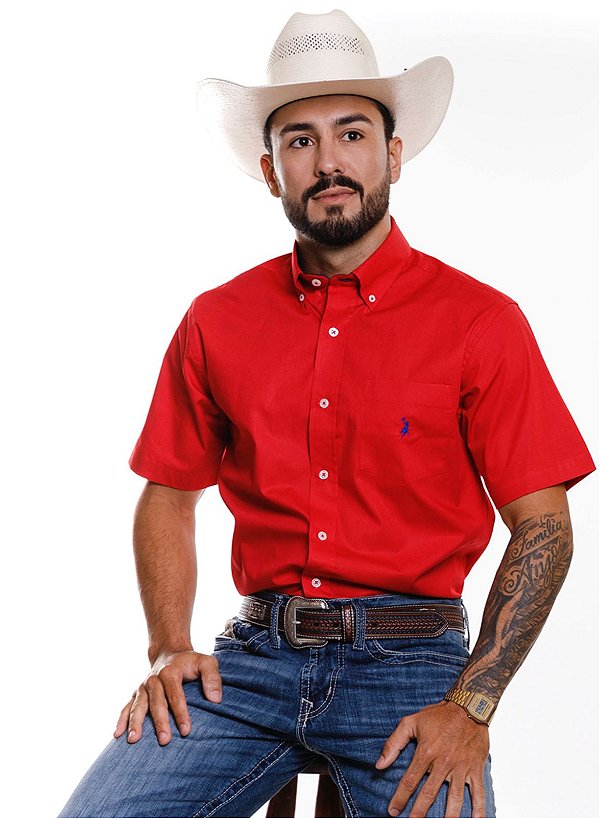 Camisa Masculina Austin Western Manga Curta