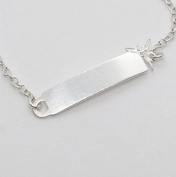 Pulseira infantil em prata 925 com placa de fada