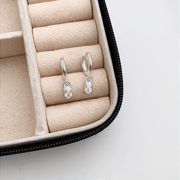 Argola Zircônia de Prata