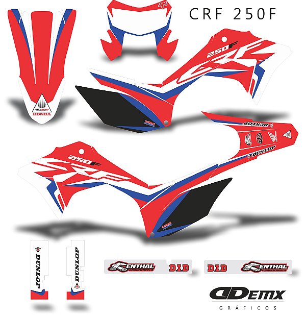 KIT GRÁFICO ADESIVO CRF 250F - 2018 A 2023 - HRC RED