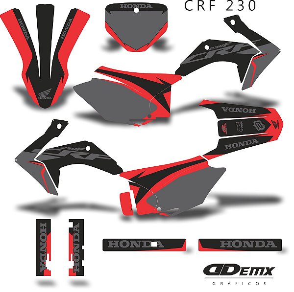 KIT GRÁFICO ADESIVO CRF 230F - 2015 A 2021 - RED GRAY