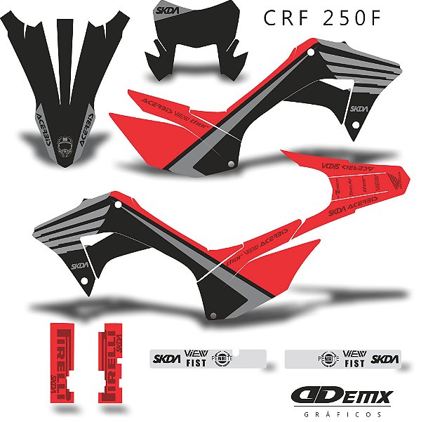 KIT GRÁFICO ADESIVO CRF 250F - 2018 A 2023 - STEEL RED