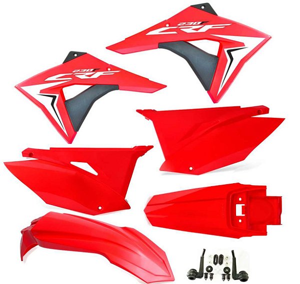 Kit Plástico Crf 230 Elite Biker 2008 - 2018 vermelho / vermelho
