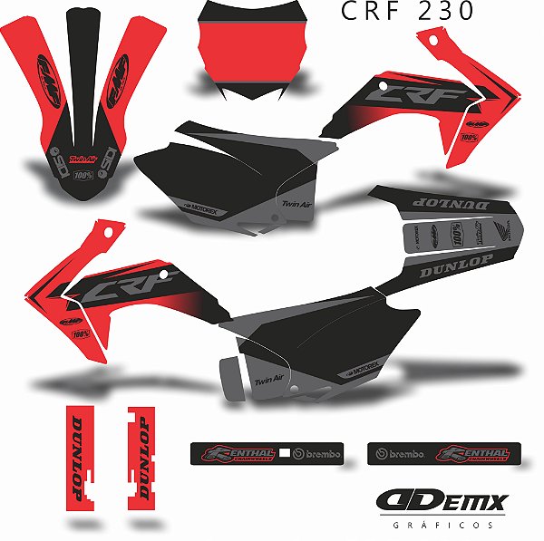 KIT GRÁFICO ADESIVO CRF 230F - 2015 A 2021 - FASTHOUSE FMF RED
