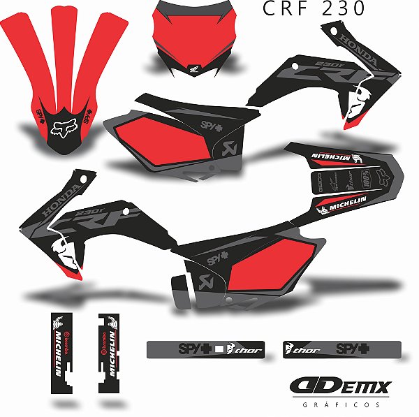 KIT GRÁFICO ADESIVO CRF 230F - 2015 A 2021 - THOR STALKER RED