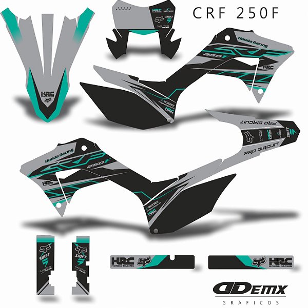 KIT GRÁFICO ADESIVO CRF 250F - 2018 A 2023 - PRO GRAY