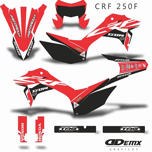 KIT GRÁFICO ADESIVO CRF 250F - 2018 A 2023 - HRC GDR RED
