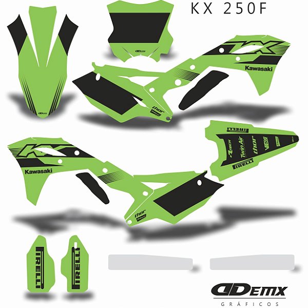 KIT GRÁFICO ADESIVO KXF 250 - GREEN AND BLACK