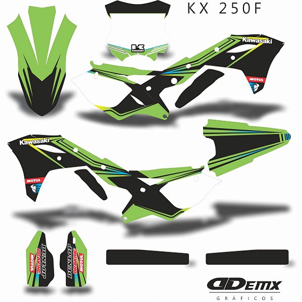 KIT GRÁFICO ADESIVO KXF 250 - GRADIENT RACING