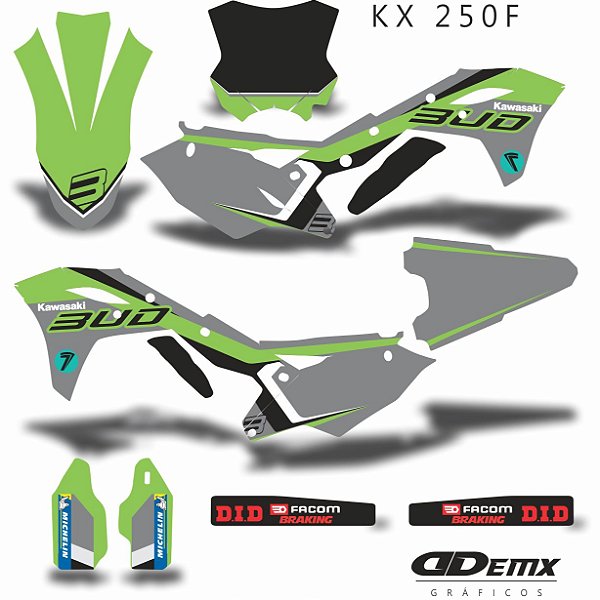 KIT GRÁFICO ADESIVO KXF 250 - BUD RACING PRO