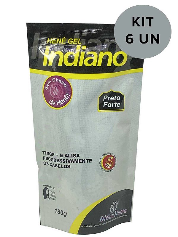 Kit C/ 6un Hene Indiano Gel Forte 180g Divina Dama