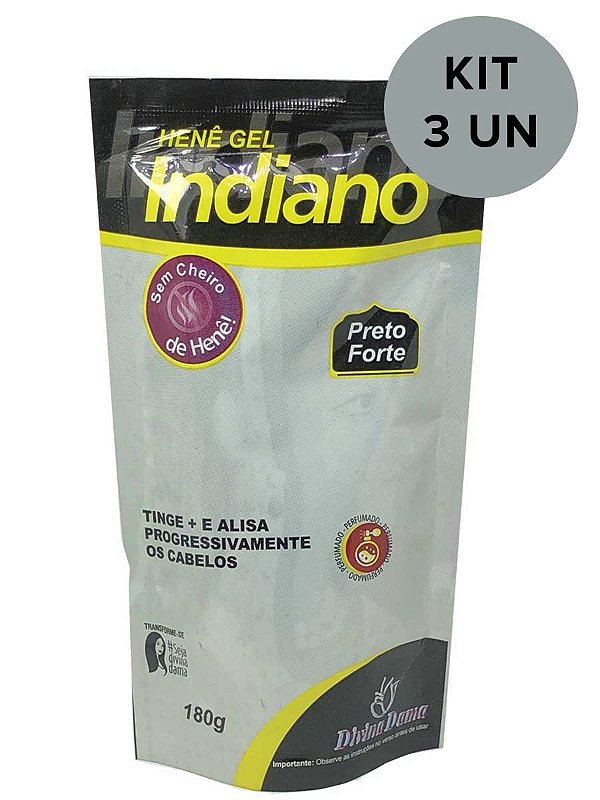 Kit C/ 3un Hene Indiano Gel Forte 180g Divina Dama