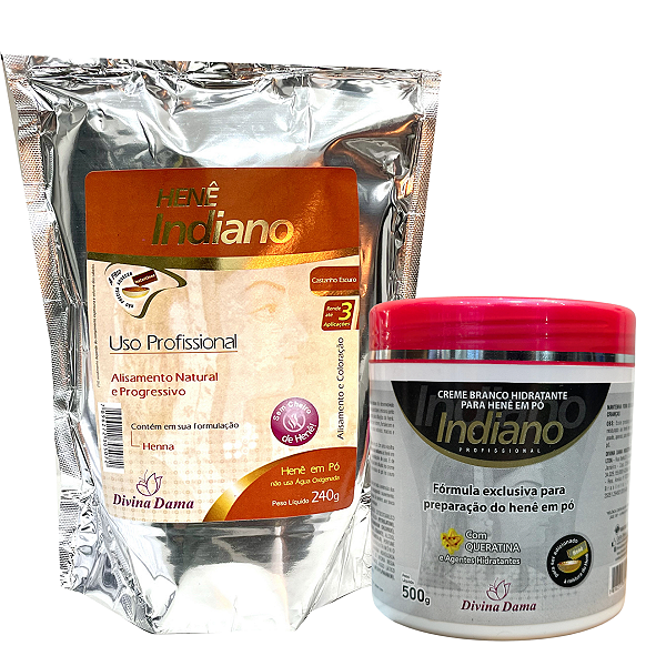 Henê Pó Indiano Divina Dama 240g Creme 500g Castanho Escuro
